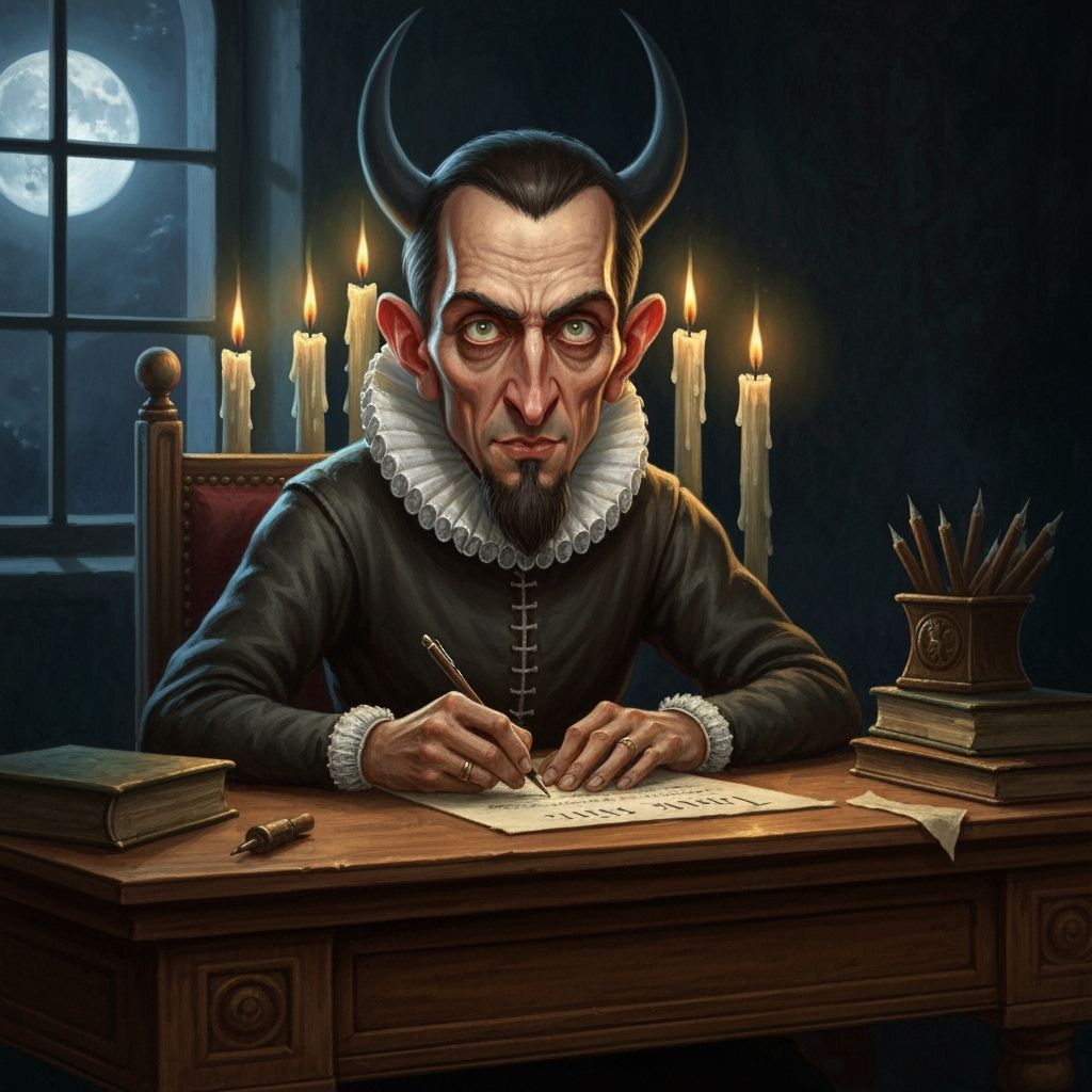 Machiavelli Writing The Prince in Sinister Study