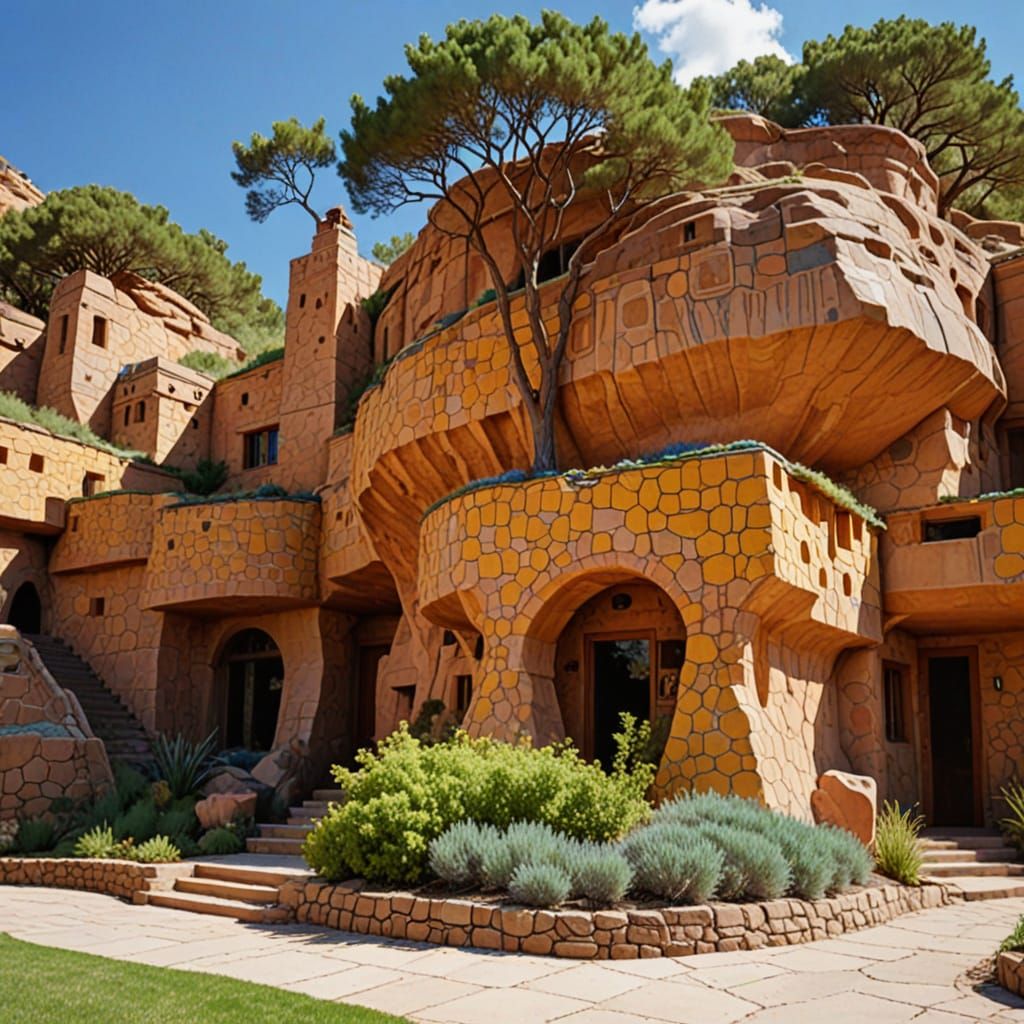 Cliff Dwellings in Watercolor Gouache Comic Style