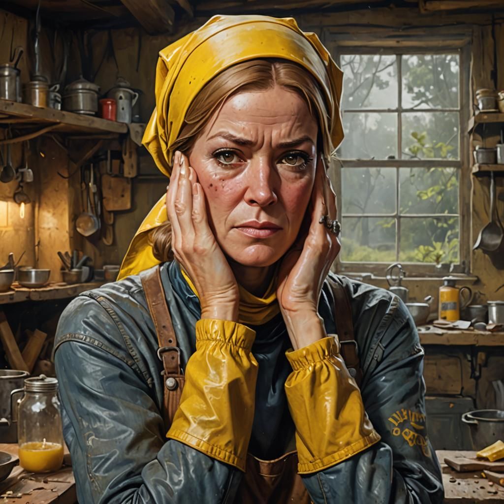 Anni-Frid Lyngstad as Charwoman: Detailed Digital Portrait