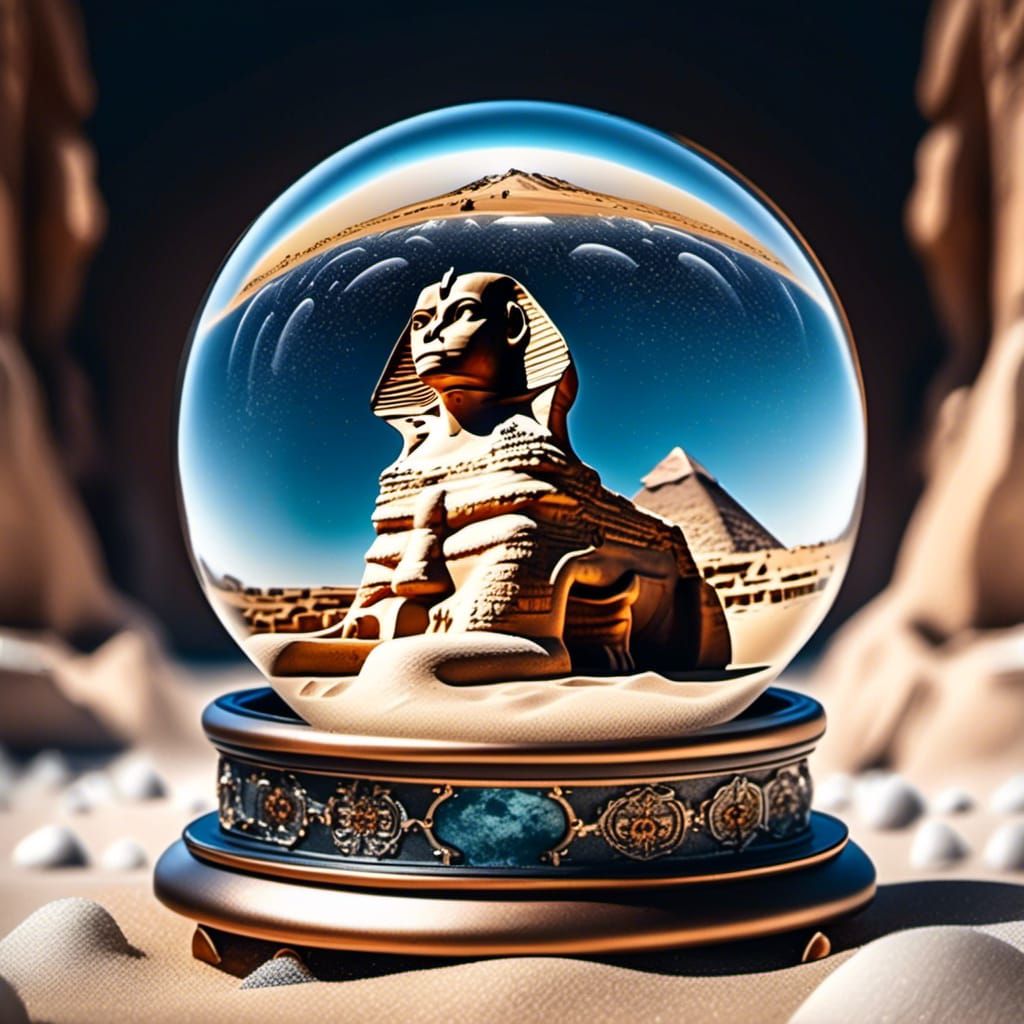 Egyptian Sphinx Sandglobe in Hyperrealistic Style