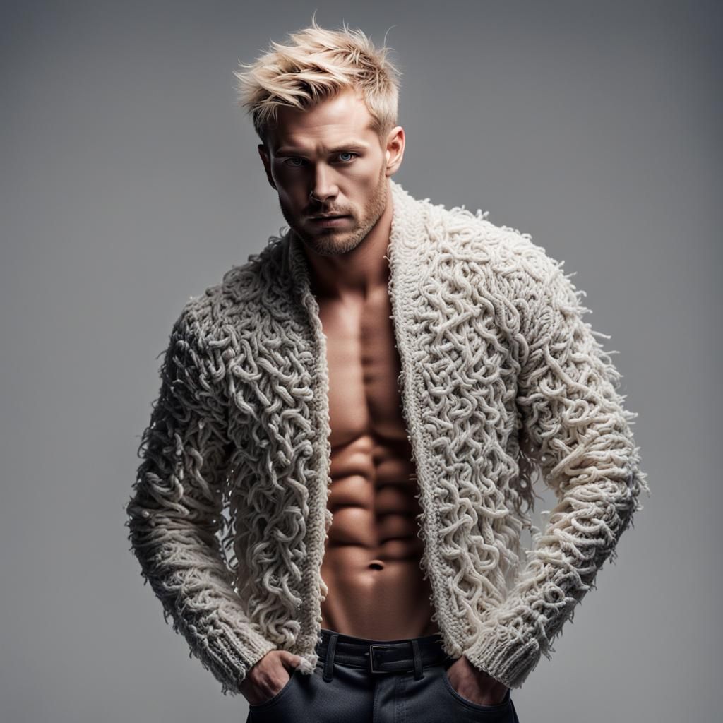 Man in Spaghetti Jacket with Beautiful Lighting