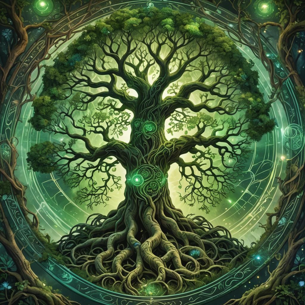 Yggdrasil: Vibrant Tree of Life Illustration
