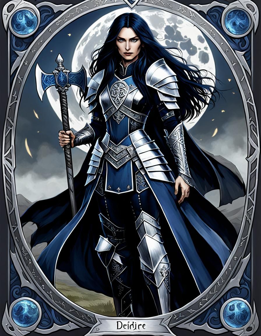 Deirdre Tarot Card with Axe and Halfmoon