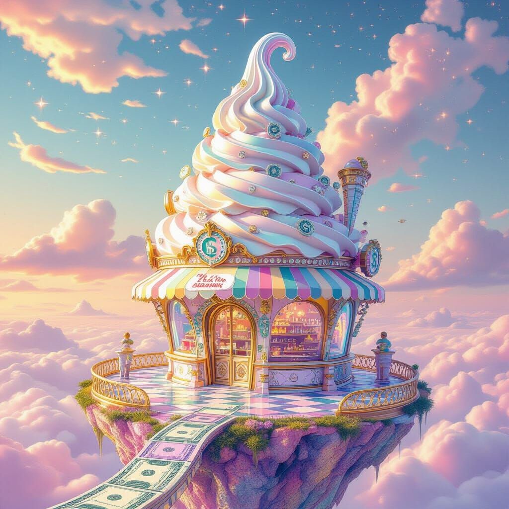 Majestic Coin Ice Cream Shop in Pastel Nebula