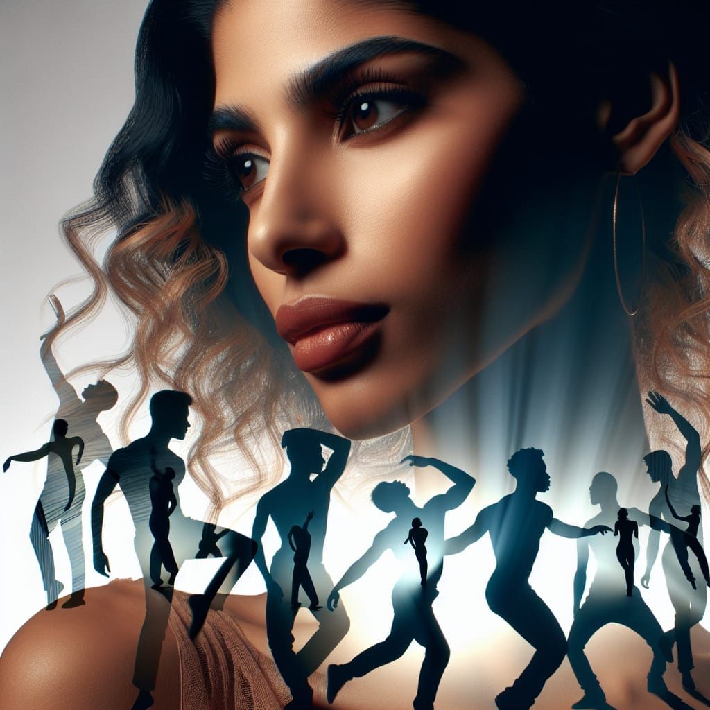 Double Exposure Portrait of a Hispanic Woman