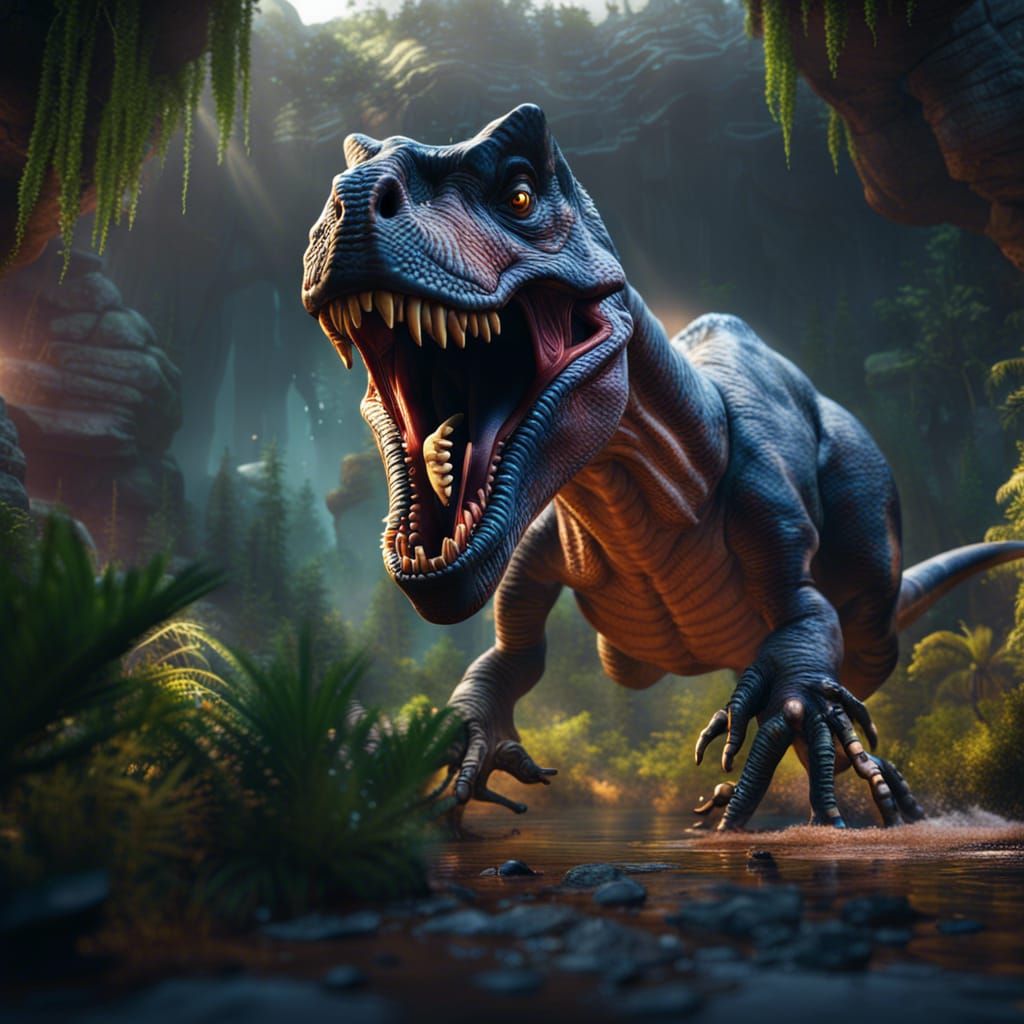 Screaming Mouth With Dinosaurs: Detailed Matte Painting