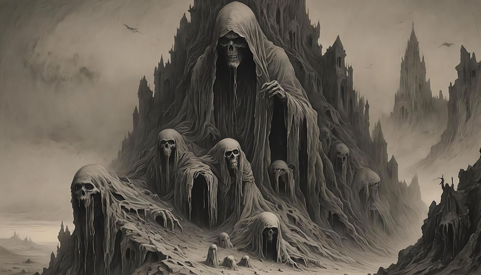 Haunted Scene in Pencil Drawing Style