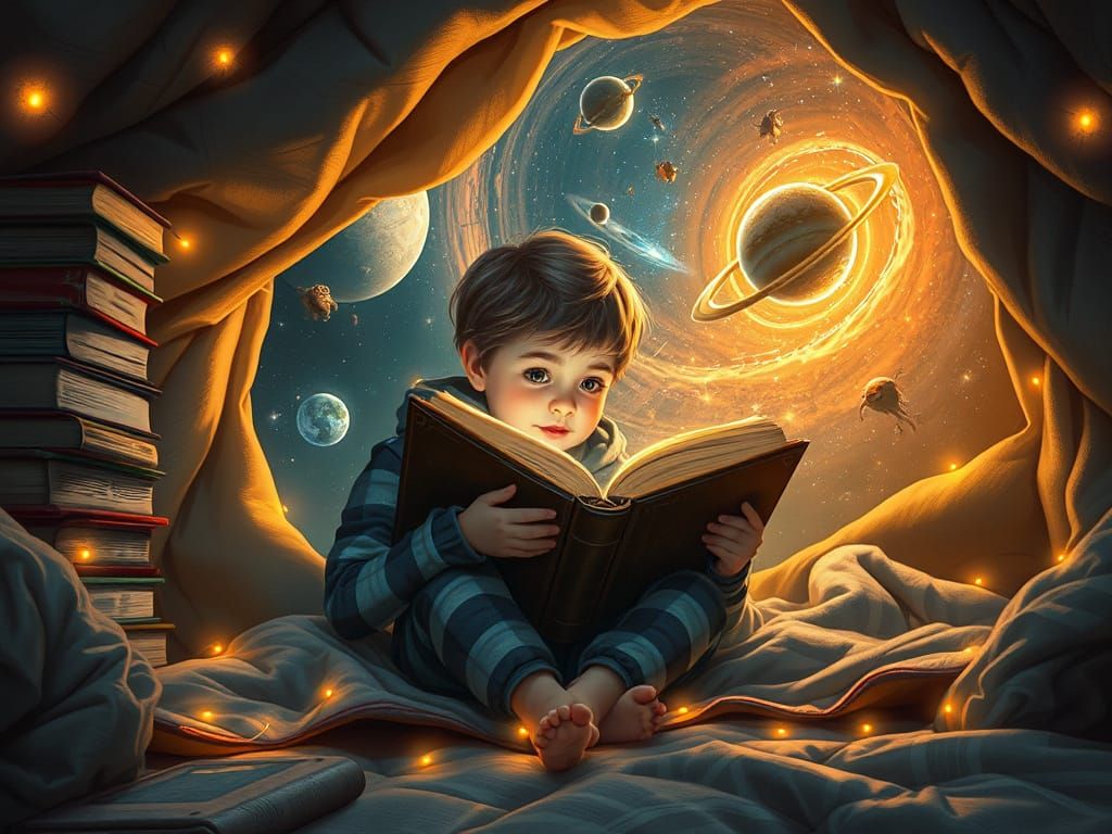 Child's Book Fort Opens to a Galaxy