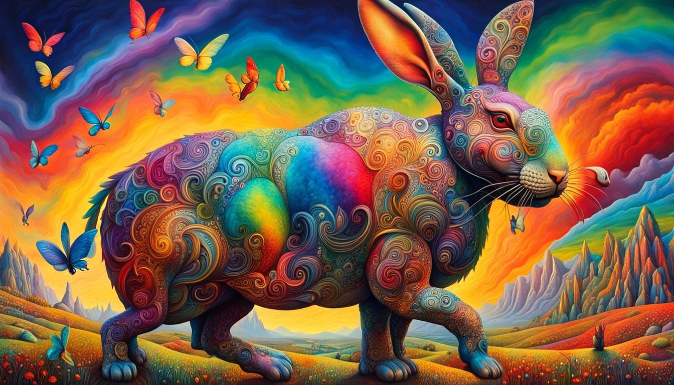 Surreal Manhorse Bunny in Abstract Expressionism