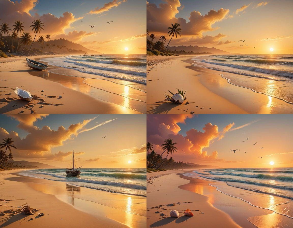 Peaceful Coastal Sunset in Warm Tones