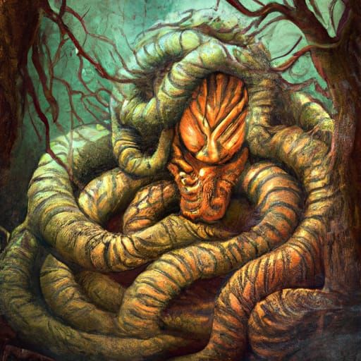 Whimsical Gorgon in Wild Environment Fantasy Art