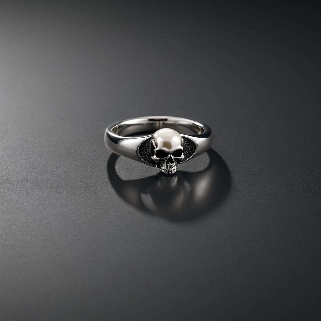 Silver Vampire Skull Ring in Dark Academia Style