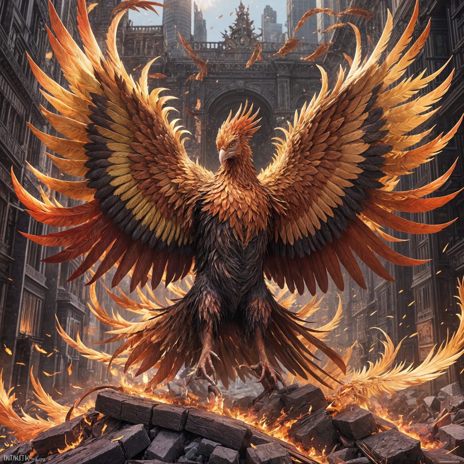 Phoenix Rising: Vibrant 3D Anime Art