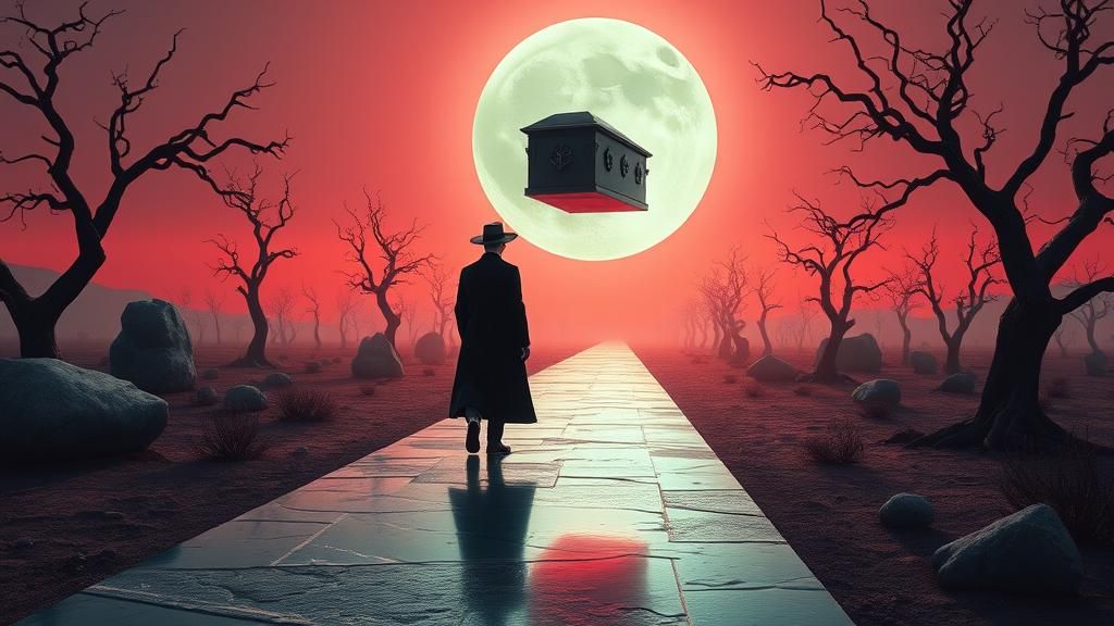 Ethereal Coffin Bearer in Mystical Surrealism