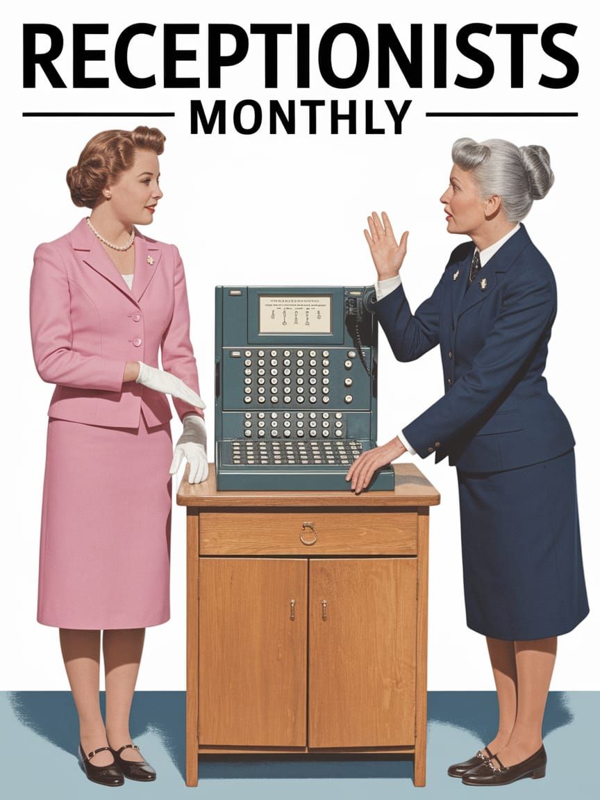 1950s Magazine Cover: Receptionists Monthly in Photorealisti...