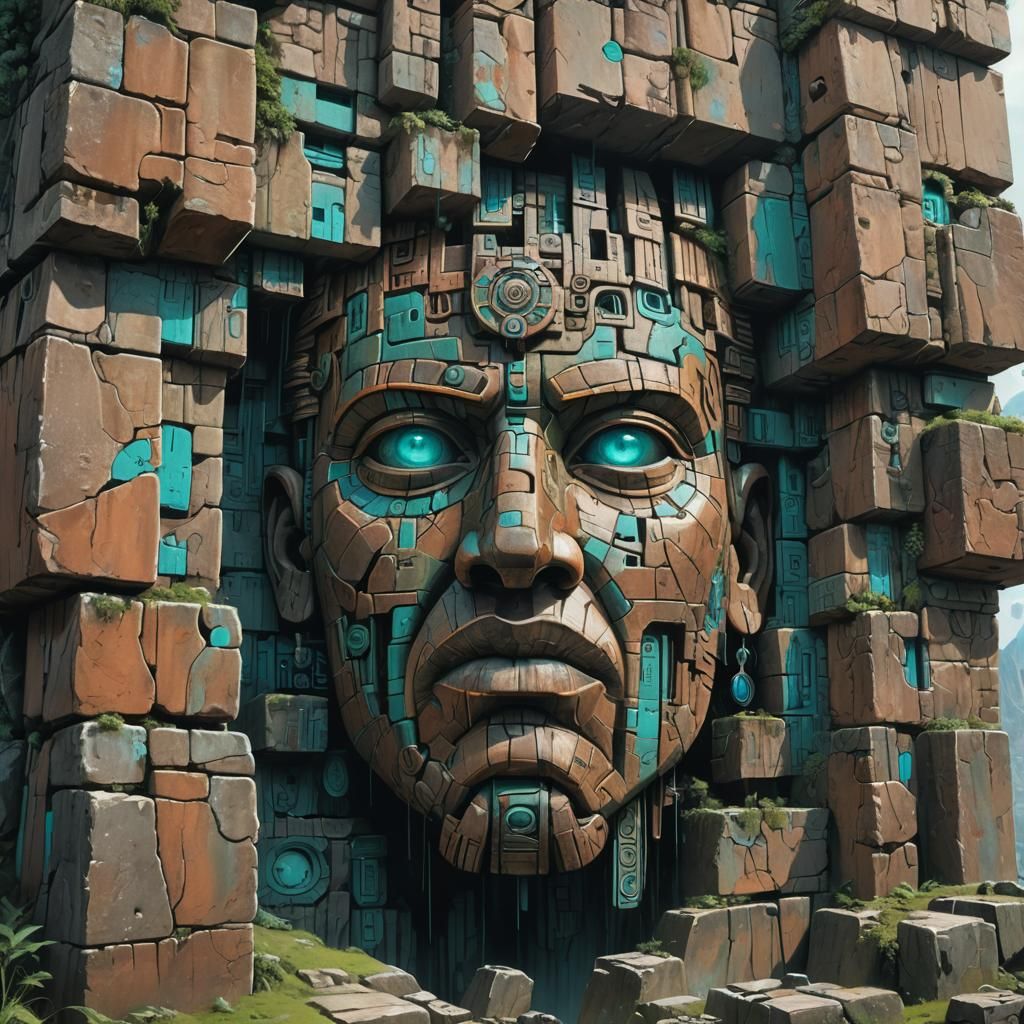 Inca Face with Empire as Matte Painting