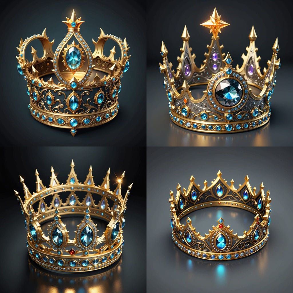 Mystical Crown of Silver and Gold with Jewel