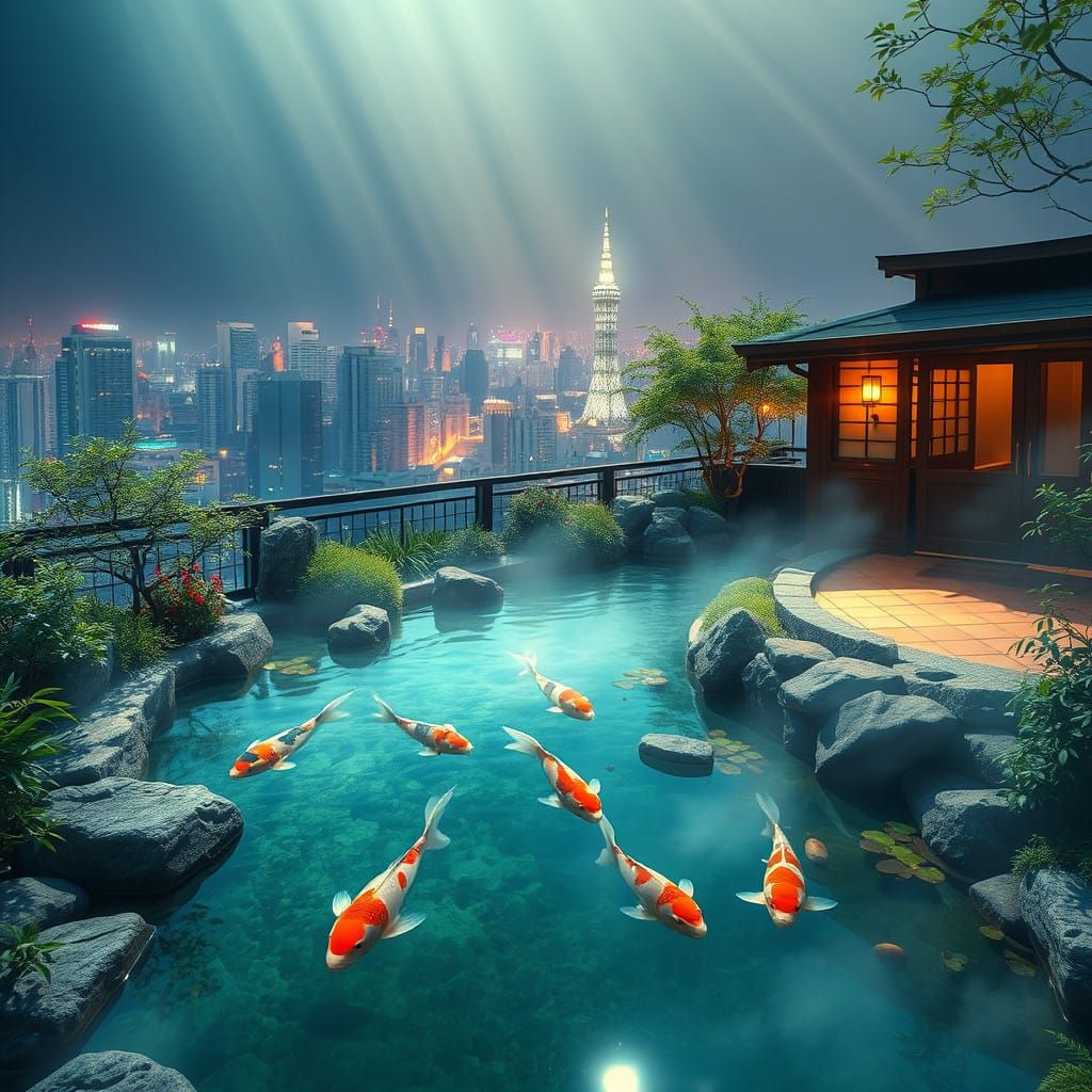 Japanese Tea Garden Oasis in Modern Tokyo