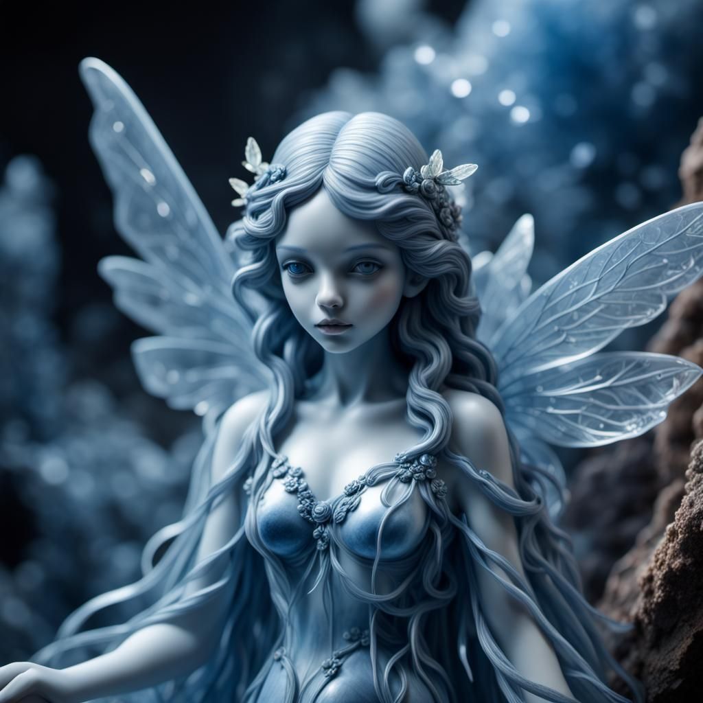 Angelite Crystal Fairy in Hyperrealistic Style