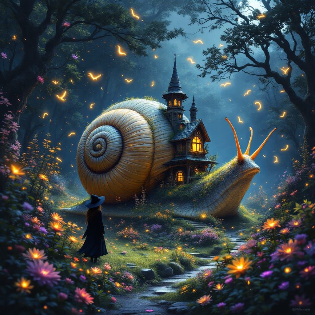 Whimsical Fantasy Scene in Magical Realism Style