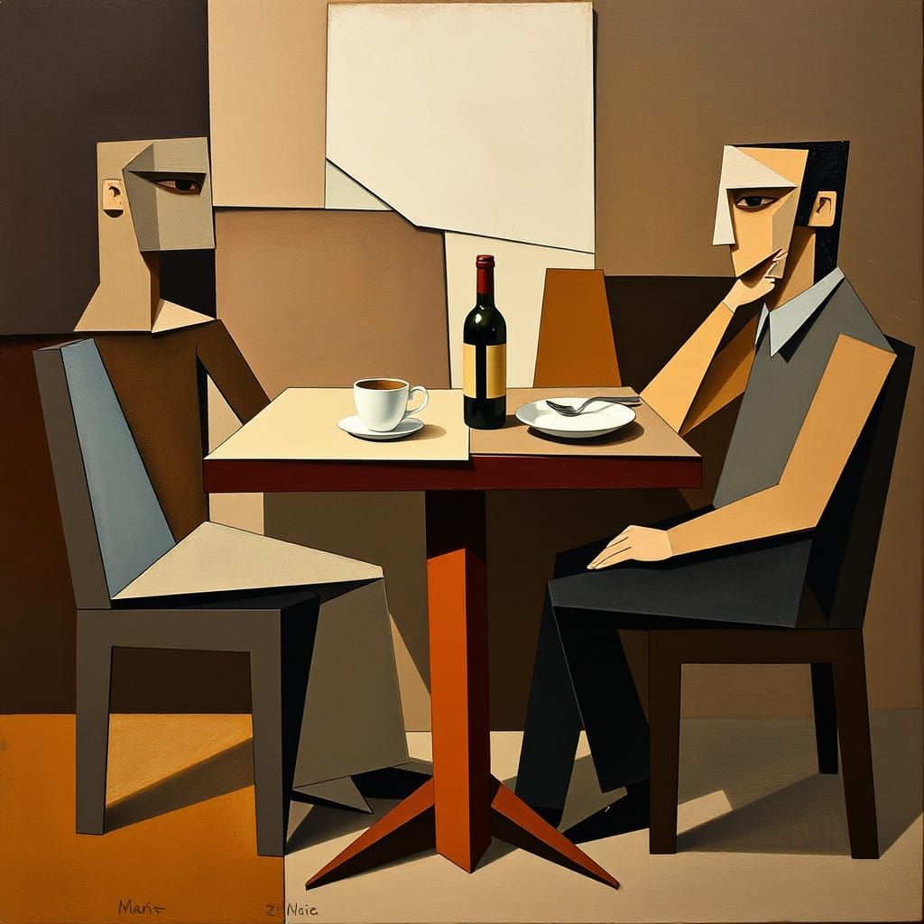 An Abstract Cafe - Picasso's Analytic Cubism Style