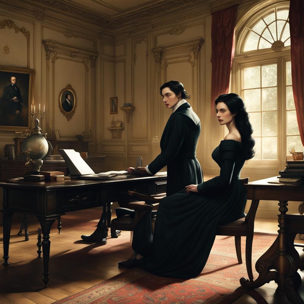 Dramatic Manor Scene in Detailed Matte Painting Style