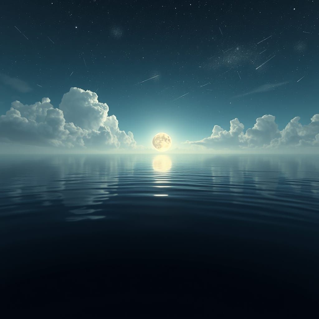 Dreamy Lunar Splash in Dark Waters