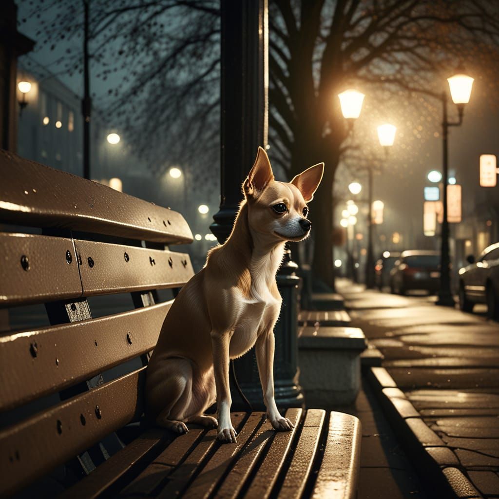 Lone Chihuahua in Sepia Tones: Lyrical Abstraction