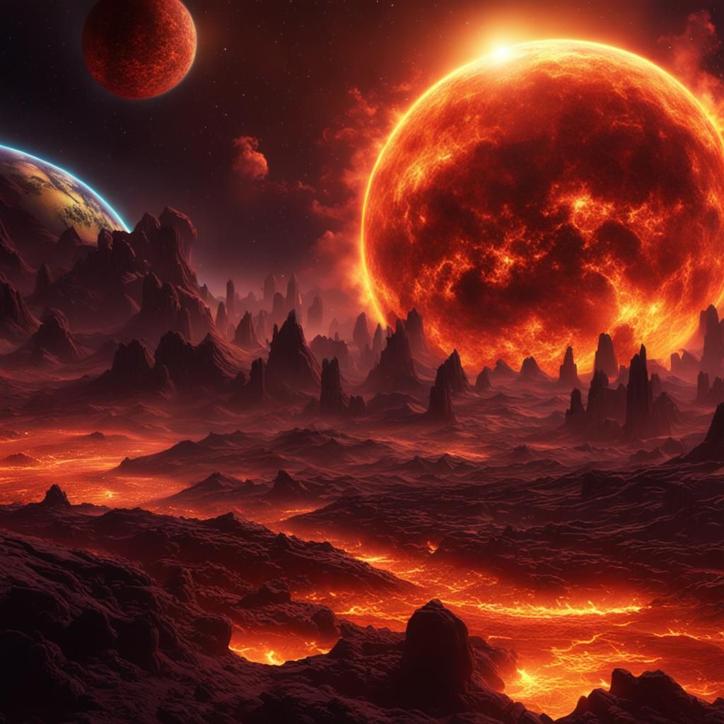 Burning planets in space