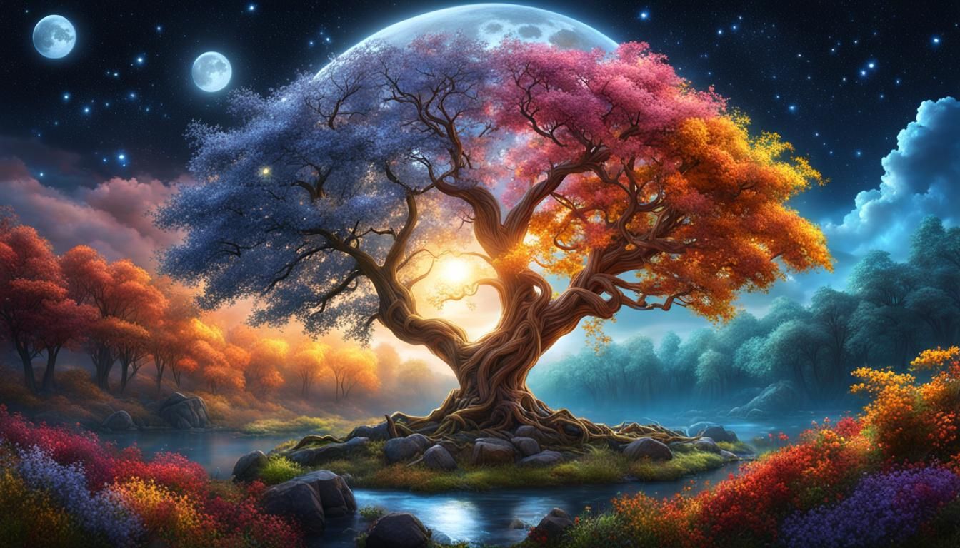 One beautiful majestic autumn tree life