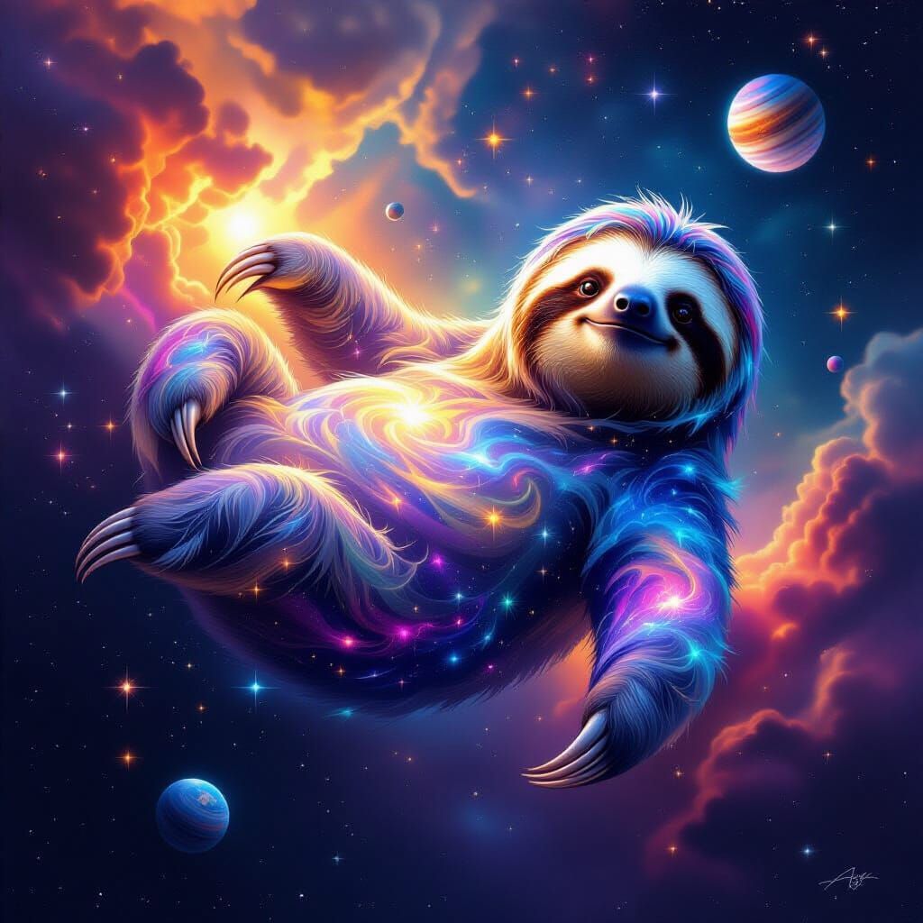 Cosmic Sloth Drifting Through Stardust Nebulae