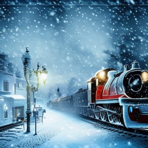Christmas Express Train Journey Through Snowy Landscape