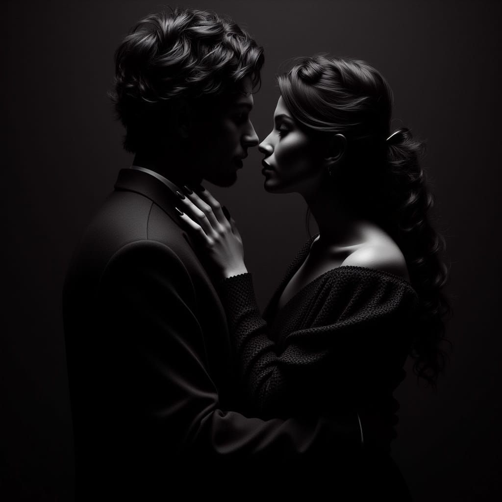 Romeo and Juliet Portrait in Minimono Style