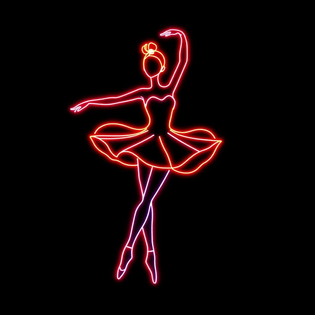 Glowing Ballerina in Retro Neon