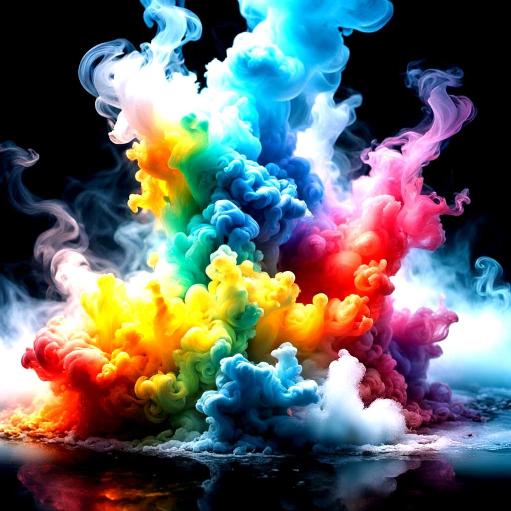 Rainbow Dissolving into Aerogel Filaments on Black Ice