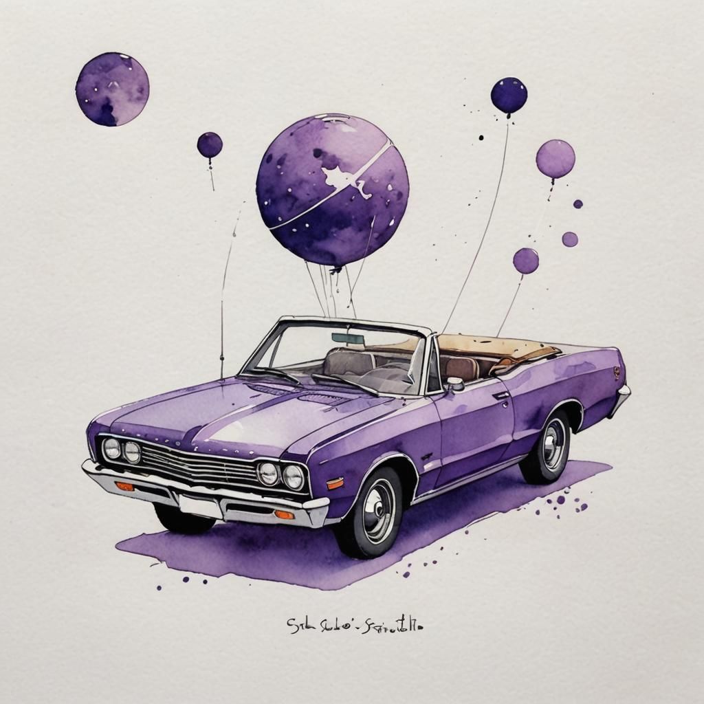 Chibi Purple 1968 Convertible, Shel Silverstein Style