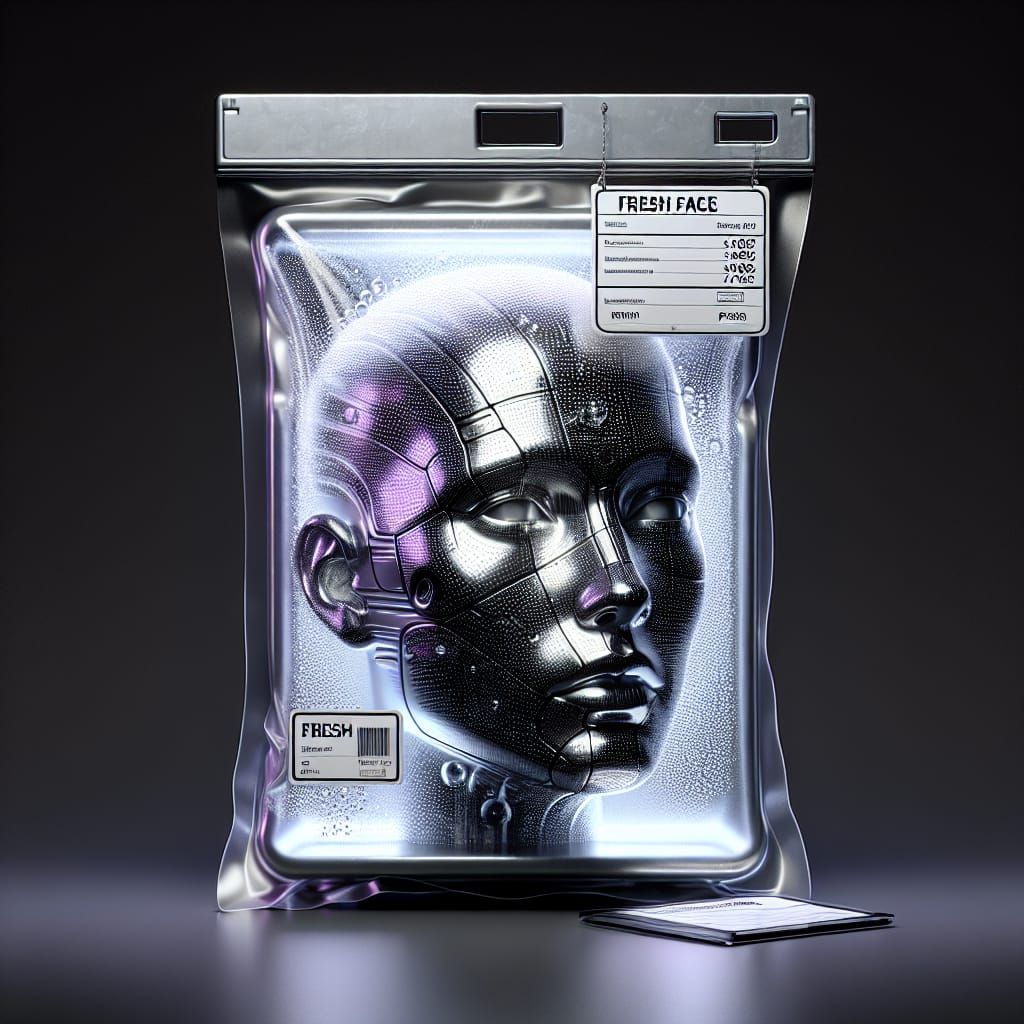 Synthetic Face in Vacuum Packaging, Baroque-Digital Art
