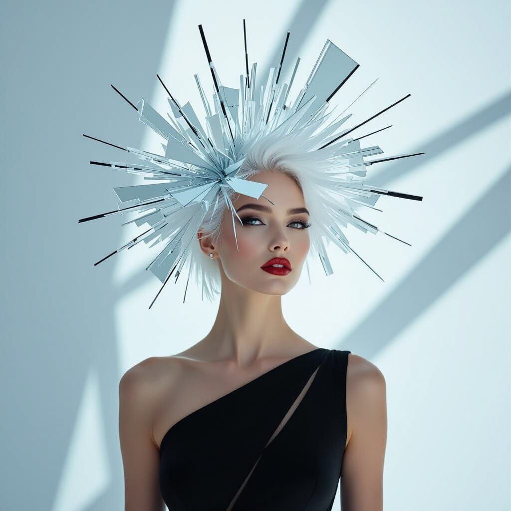Futuristic Woman with Shattered Glass Hair
