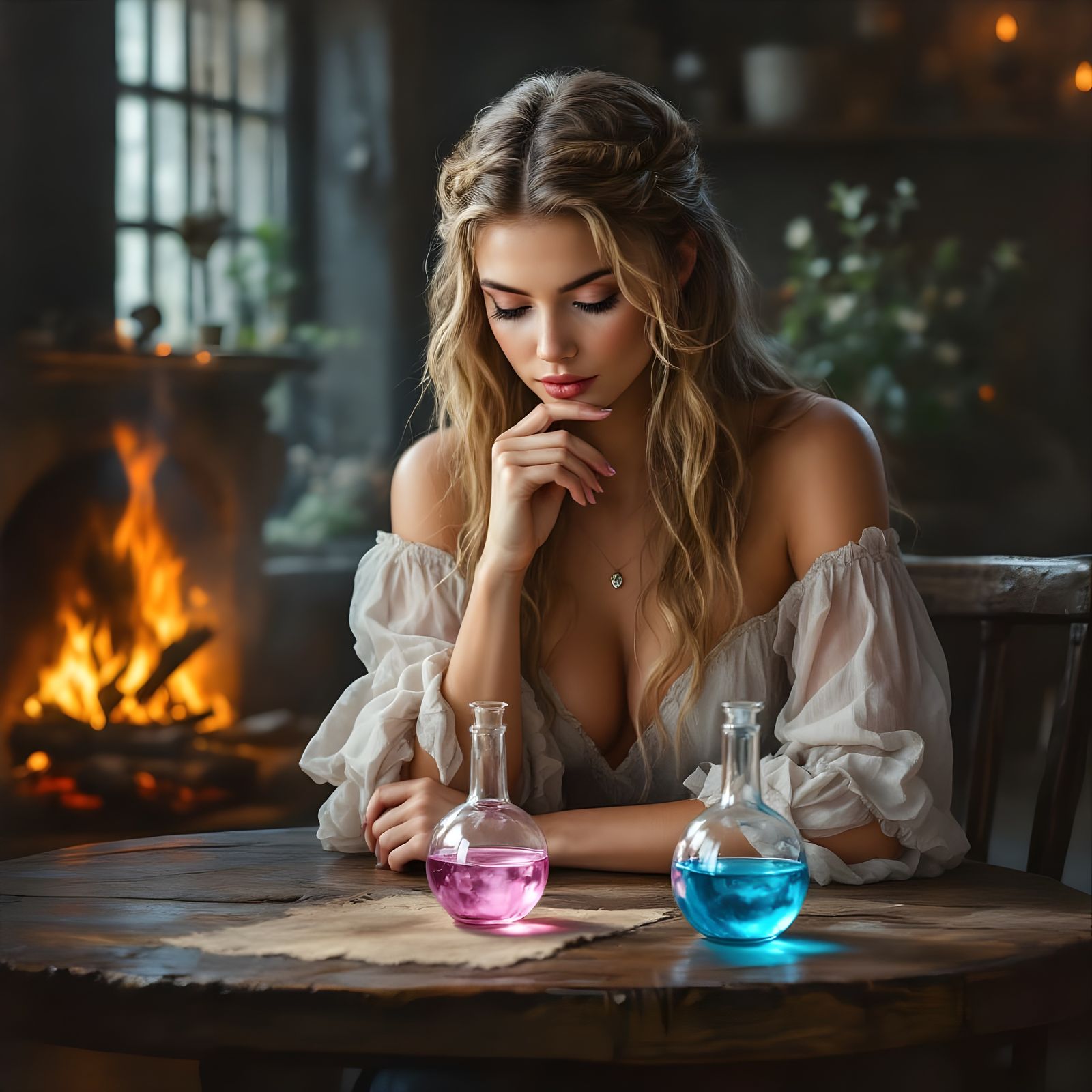 Norse Goddess Contemplates Ethereal Choices in Ancient Taver...