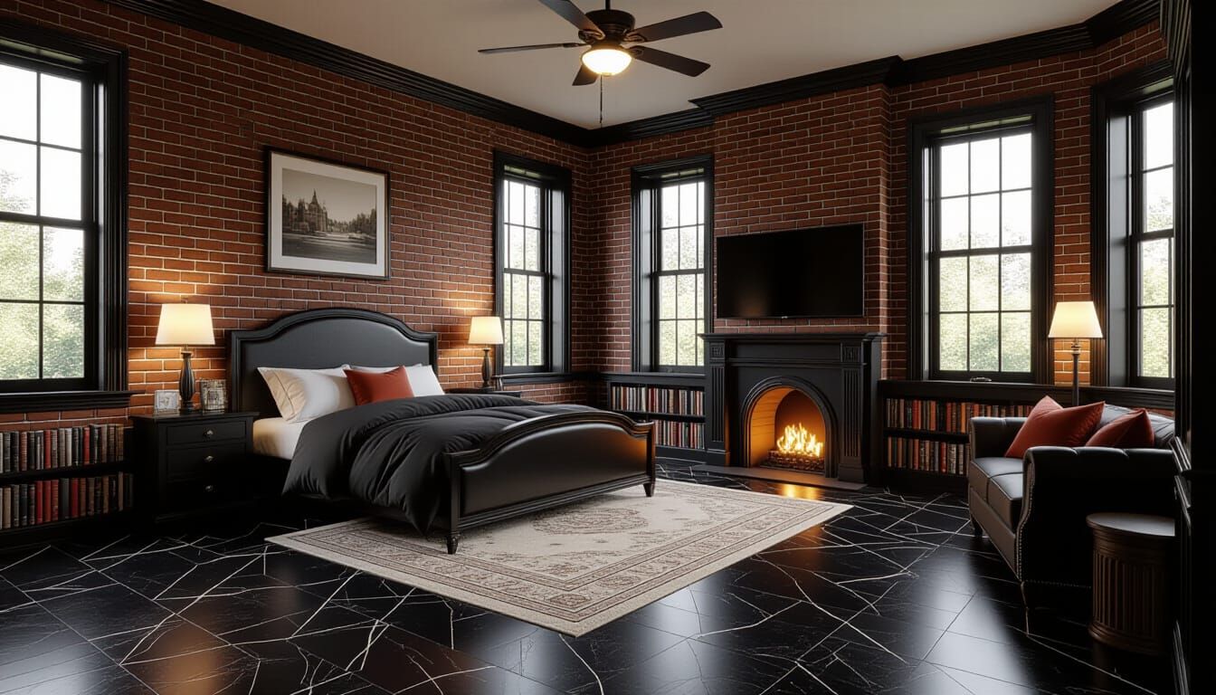 Vibrant Victorian Bedroom Cinematic View