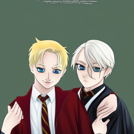 Harry Potter and Draco Malfoy Hug in Anime Style