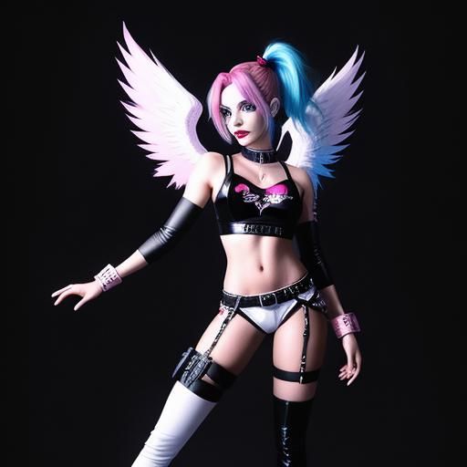 Mischievous Angel with Wolf in Digital Art