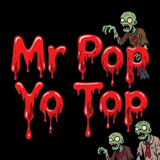 Bloody Text and Zombies on Black Background