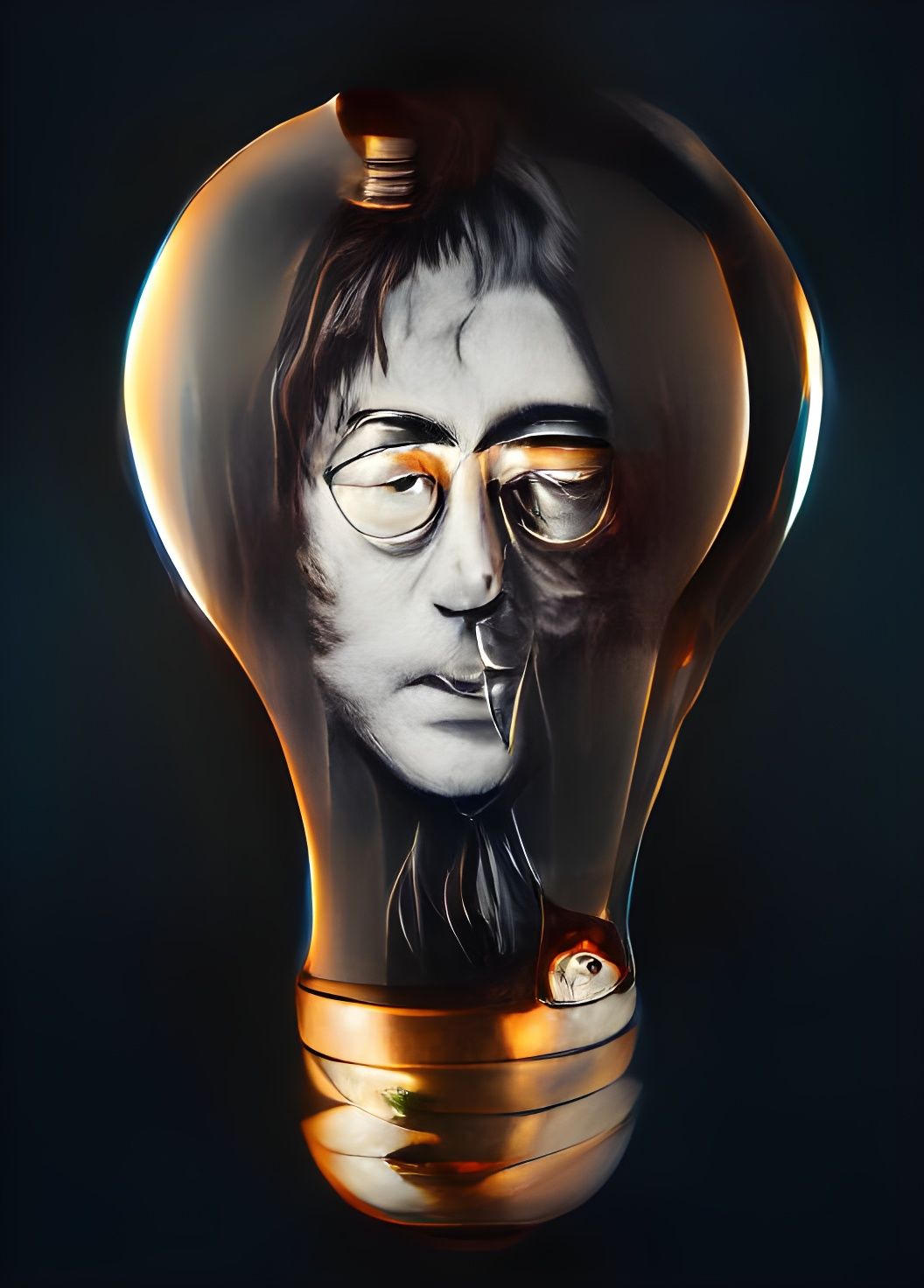 John Lennon Inside a Bulb, Digital Illustration