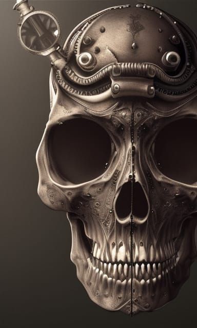 Steampunk Skull in Dark Academia Style