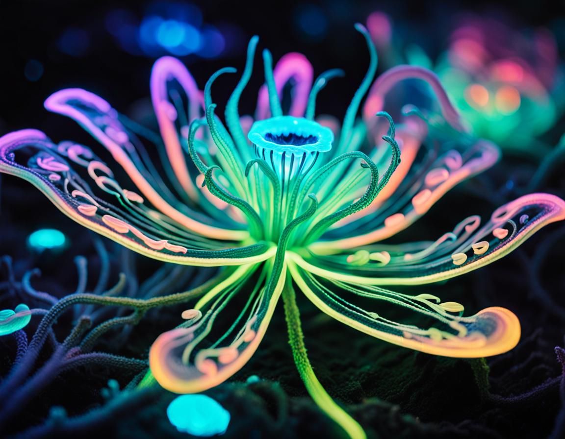 Bioluminescent Sci-Fi Art: Alien Plant Close-Up