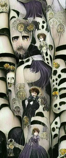 Victorian Goth Scene in Burton Cartoon Style