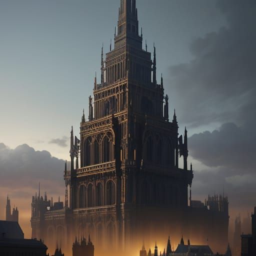 Fantasy Tower Gathering Historical Figures in Digital Matte ...