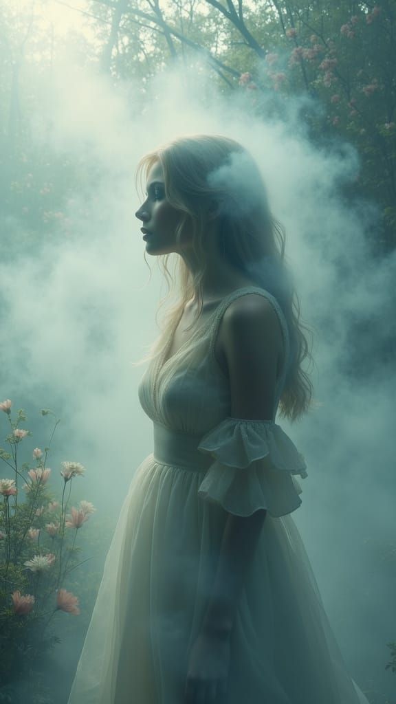 Serene Woman in Dreamlike Haze