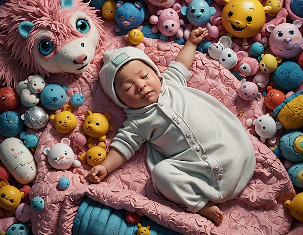 Lovable Rugrat Slumbers in a Whimsical Nursery Scene
